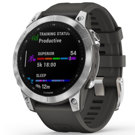 Zegarek Garmin Fenix 7 Srebrny z grafitowym paskiem 010-02540-01