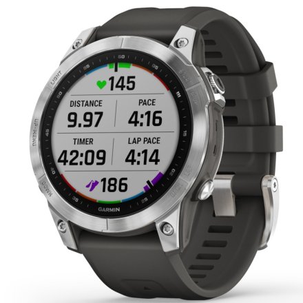 Zegarek Garmin Fenix 7 Srebrny z grafitowym paskiem 010-02540-01