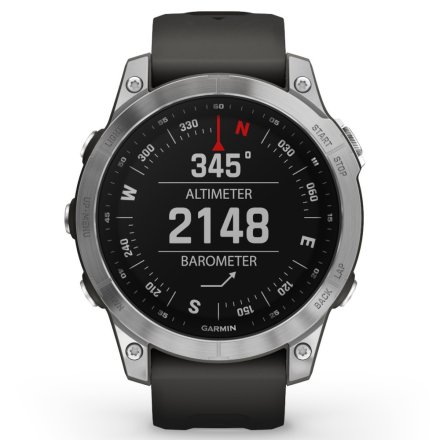 Zegarek Garmin Fenix 7 Srebrny z grafitowym paskiem 010-02540-01