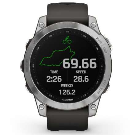 Zegarek Garmin Fenix 7 Srebrny z grafitowym paskiem 010-02540-01