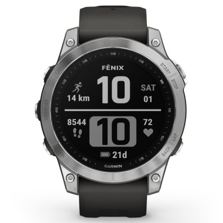 Zegarek Garmin Fenix 7 Srebrny z grafitowym paskiem 010-02540-01