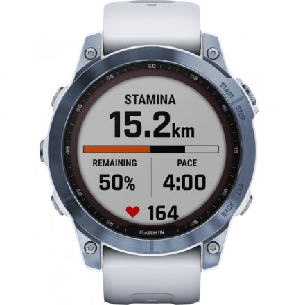 Zegarek Garmin Fenix 7 Sapphire Solar niebieski z białym paskiem 010-02540-25