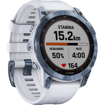 Zegarek Garmin Fenix 7 Sapphire Solar niebieski z białym paskiem 010-02540-25