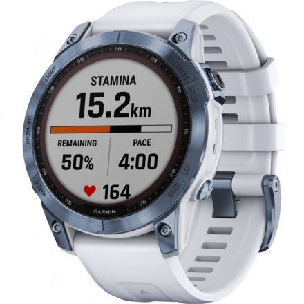 Zegarek Garmin Fenix 7 Sapphire Solar niebieski z białym paskiem 010-02540-25