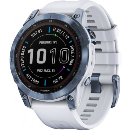 Zegarek Garmin Fenix 7 Sapphire Solar niebieski z białym paskiem 010-02540-25