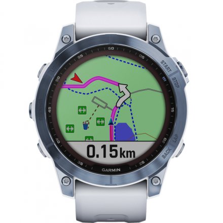 Zegarek Garmin Fenix 7 Sapphire Solar niebieski z białym paskiem 010-02540-25