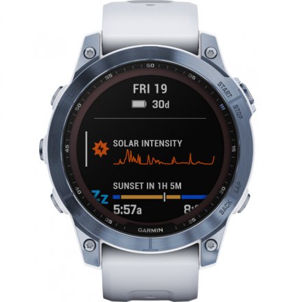 Zegarek Garmin Fenix 7 Sapphire Solar niebieski z białym paskiem 010-02540-25