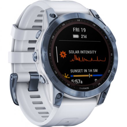 Zegarek Garmin Fenix 7 Sapphire Solar niebieski z białym paskiem 010-02540-25