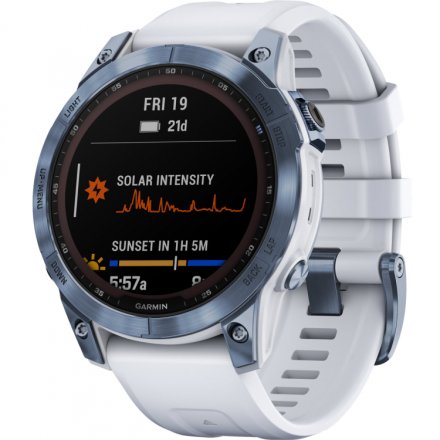 Zegarek Garmin Fenix 7 Sapphire Solar niebieski z białym paskiem 010-02540-25