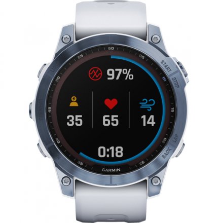 Zegarek Garmin Fenix 7 Sapphire Solar niebieski z białym paskiem 010-02540-25