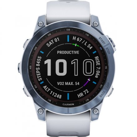 Zegarek Garmin Fenix 7 Sapphire Solar niebieski z białym paskiem 010-02540-25
