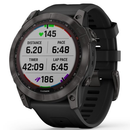 Zegarek Garmin Fenix 7X Sapphire Solar czarny z czarnym paskiem 010-02541-23