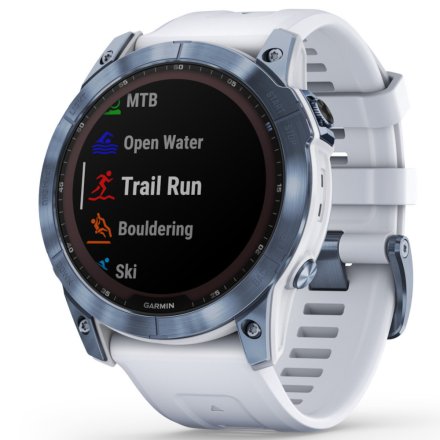 Zegarek Garmin Fenix 7X Sapphire Solar niebieski z białym paskiem 010-02541-15