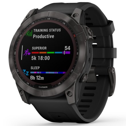 Zegarek Garmin Fenix 7X Sapphire Solar tytanowo-szary z czarnym paskiem 010-02541-11