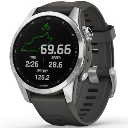 Zegarek Garmin Fenix 7S Srebrny z grafitowym paskiem 010-02539-01