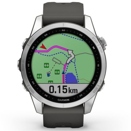 Zegarek Garmin Fenix 7S Srebrny z grafitowym paskiem 010-02539-01