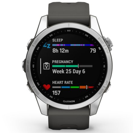 Zegarek Garmin Fenix 7S Srebrny z grafitowym paskiem 010-02539-01