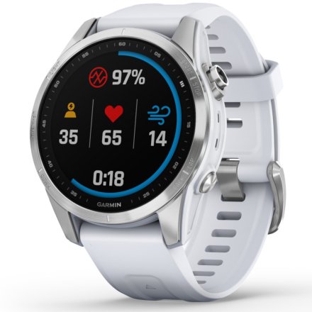 Zegarek Garmin Fenix 7S Srebrny z białym paskiem 010-02539-03