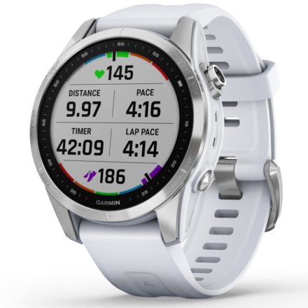 Zegarek Garmin Fenix 7S Srebrny z białym paskiem 010-02539-03
