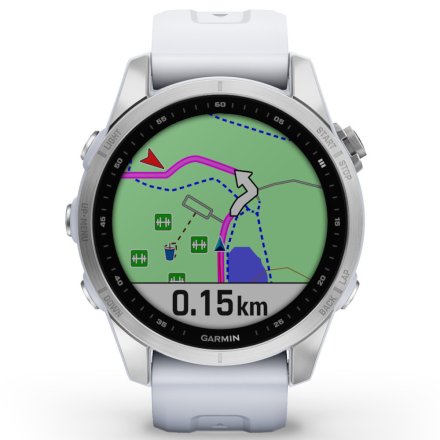 Zegarek Garmin Fenix 7S Srebrny z białym paskiem 010-02539-03