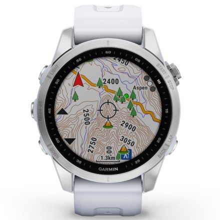 Zegarek Garmin Fenix 7S Srebrny z białym paskiem 010-02539-03
