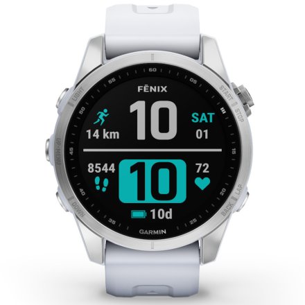 Zegarek Garmin Fenix 7S Srebrny z białym paskiem 010-02539-03
