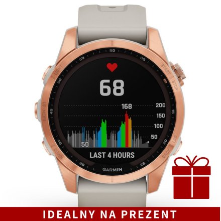 Zegarek Garmin Fenix 7S Solar różowy z piaskowym paskiem 010-02539-11