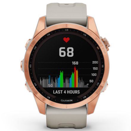 Zegarek Garmin Fenix 7S Solar różowy z piaskowym paskiem 010-02539-11