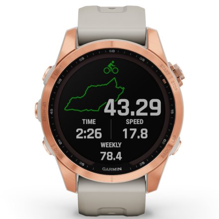 Zegarek Garmin Fenix 7S Solar różowy z piaskowym paskiem 010-02539-11