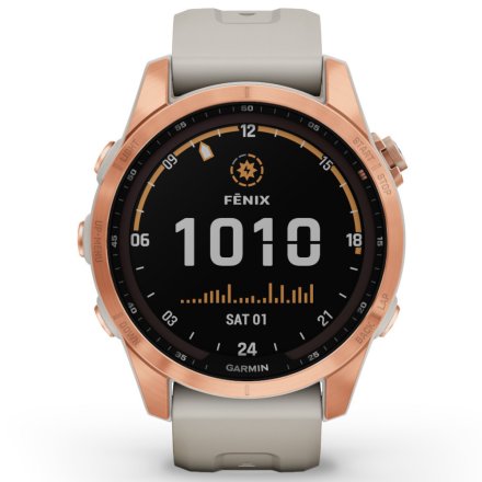 Zegarek Garmin Fenix 7S Solar różowy z piaskowym paskiem 010-02539-11