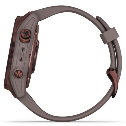 Zegarek Garmin Fenix 7S Sapphire Solar ciemnobrązowy z szarym paskiem 010-02539-29