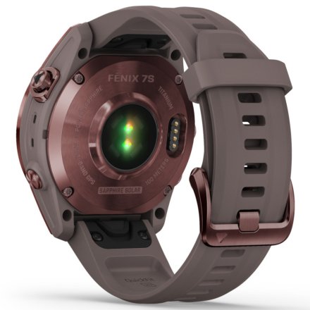 Zegarek Garmin Fenix 7S Sapphire Solar ciemnobrązowy z szarym paskiem 010-02539-29