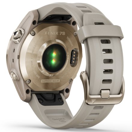Zegarek Garmin Fenix 7S Sapphire Solar kremowozłoty z piaskowym paskiem 010-02539-21