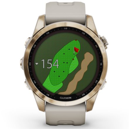 Zegarek Garmin Fenix 7S Sapphire Solar kremowozłoty z piaskowym paskiem 010-02539-21