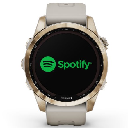 Zegarek Garmin Fenix 7S Sapphire Solar kremowozłoty z piaskowym paskiem 010-02539-21