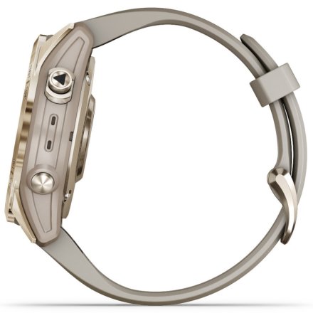 Zegarek Garmin Fenix 7S Sapphire Solar kremowozłoty z piaskowym paskiem 010-02539-21