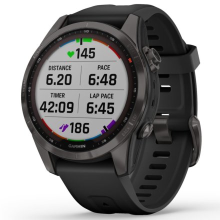 Zegarek Garmin Fenix 7S Sapphire Solar grafitowy z czarny paskiem 010-02539-25