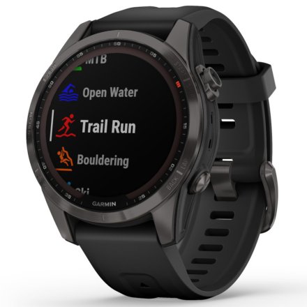 Zegarek Garmin Fenix 7S Sapphire Solar grafitowy z czarny paskiem 010-02539-25
