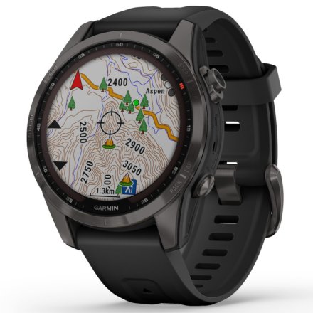 Zegarek Garmin Fenix 7S Sapphire Solar grafitowy z czarny paskiem 010-02539-25