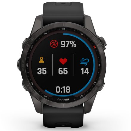 Zegarek Garmin Fenix 7S Sapphire Solar grafitowy z czarny paskiem 010-02539-25