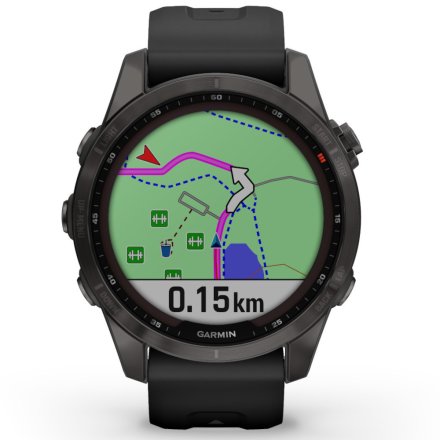 Zegarek Garmin Fenix 7S Sapphire Solar grafitowy z czarny paskiem 010-02539-25