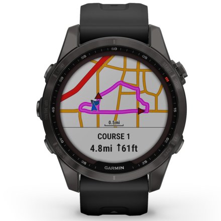 Zegarek Garmin Fenix 7S Sapphire Solar grafitowy z czarny paskiem 010-02539-25
