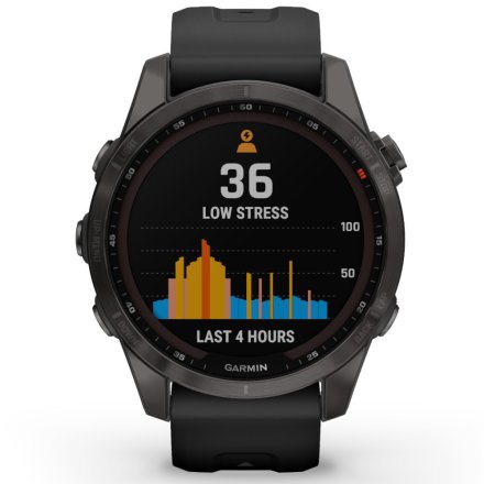 Zegarek Garmin Fenix 7S Sapphire Solar grafitowy z czarny paskiem 010-02539-25