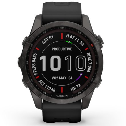 Zegarek Garmin Fenix 7S Sapphire Solar grafitowy z czarny paskiem 010-02539-25