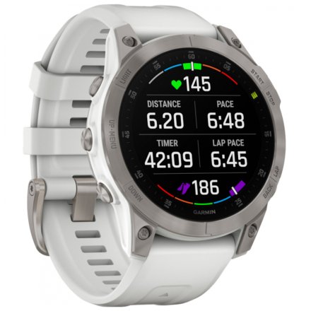 Zegarek Garmin Epix Sapphire tytanowy z białym paskiem 010-02582-21