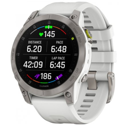 Zegarek Garmin Epix Sapphire tytanowy z białym paskiem 010-02582-21