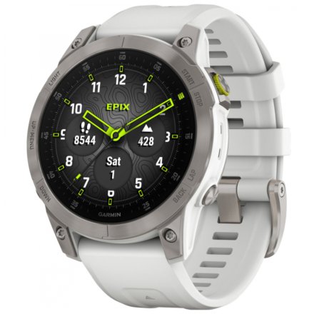 Zegarek Garmin Epix Sapphire tytanowy z białym paskiem 010-02582-21