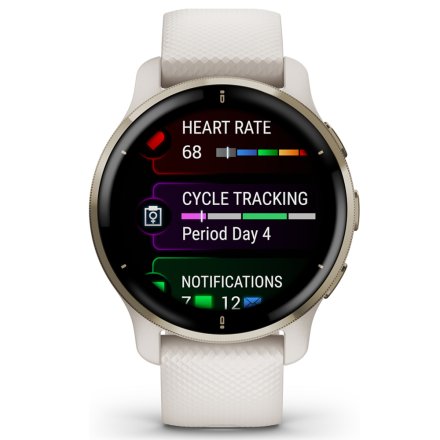 Zegarek Garmin Venu 2 Plus złoty z beżowym paskiem 010-02496-12
