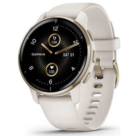 Zegarek Garmin Venu 2 Plus złoty z beżowym paskiem 010-02496-12