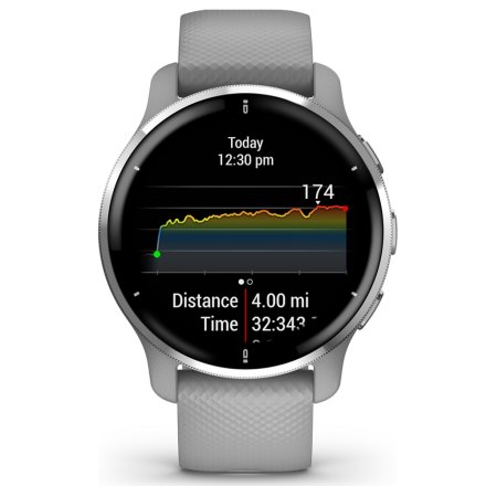 Zegarek Garmin Venu 2 Plus srebrny z szarym paskiem 010-02496-10